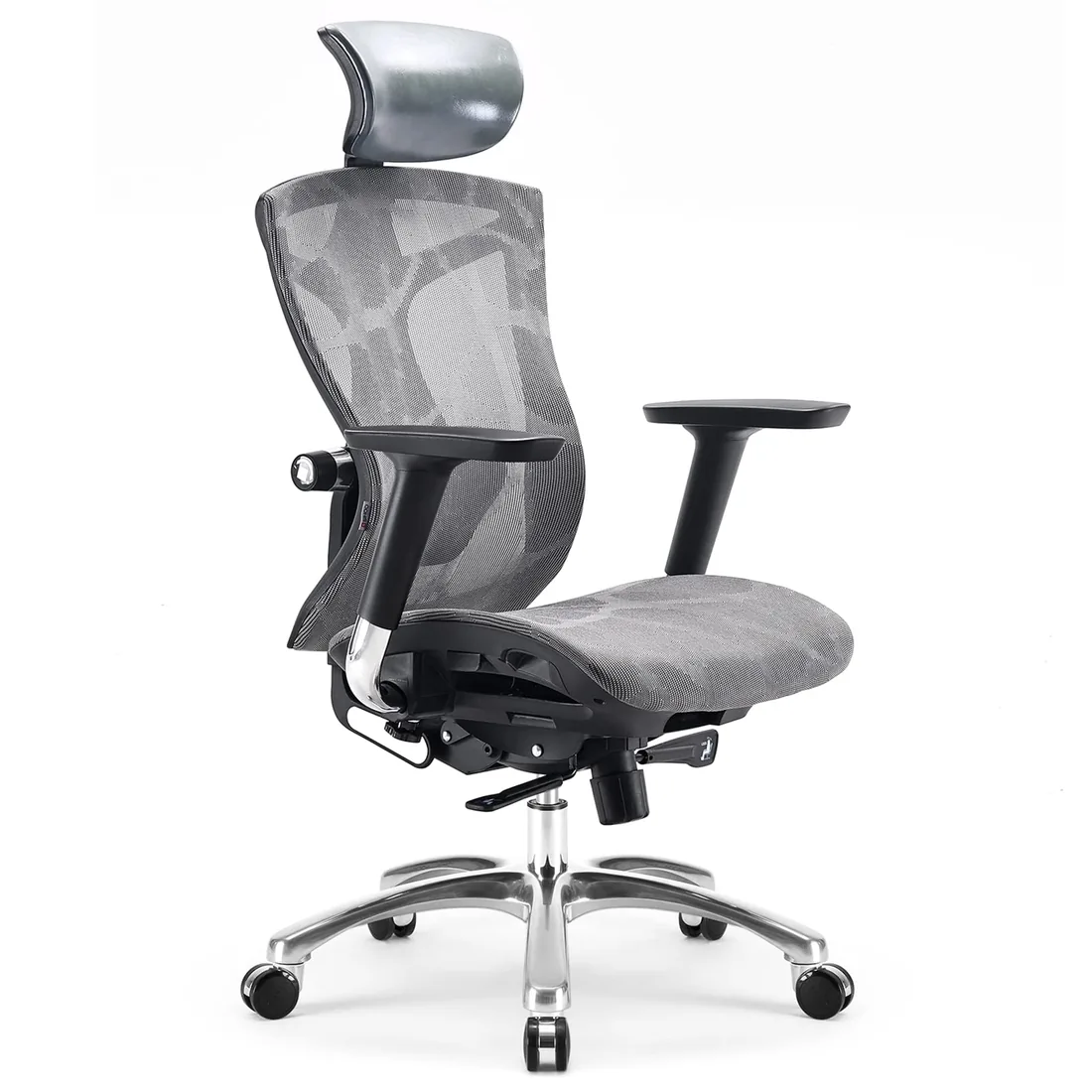 SIHOO Silla de Oficina ergonómica con reposabrazos 4D, Profundidad de Asiento Ajustable, Respaldo de Altura Ajustable, Silla de Escritorio para computadora con Soporte Lumbar (Gris)