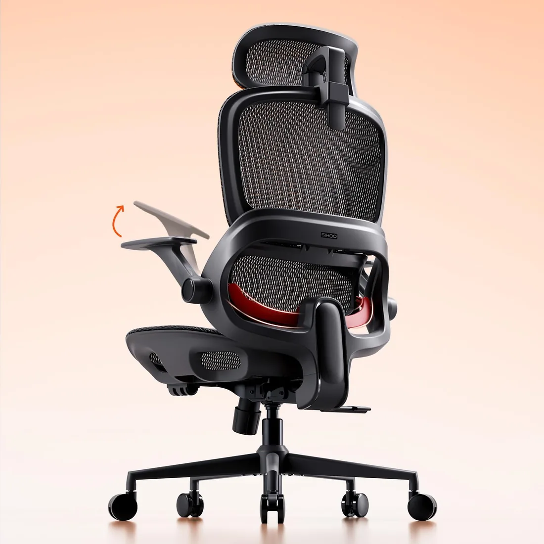 SIHOO B100 Silla de Oficina Malla, Soporte Lumbar Adaptable, 136kg, Negro